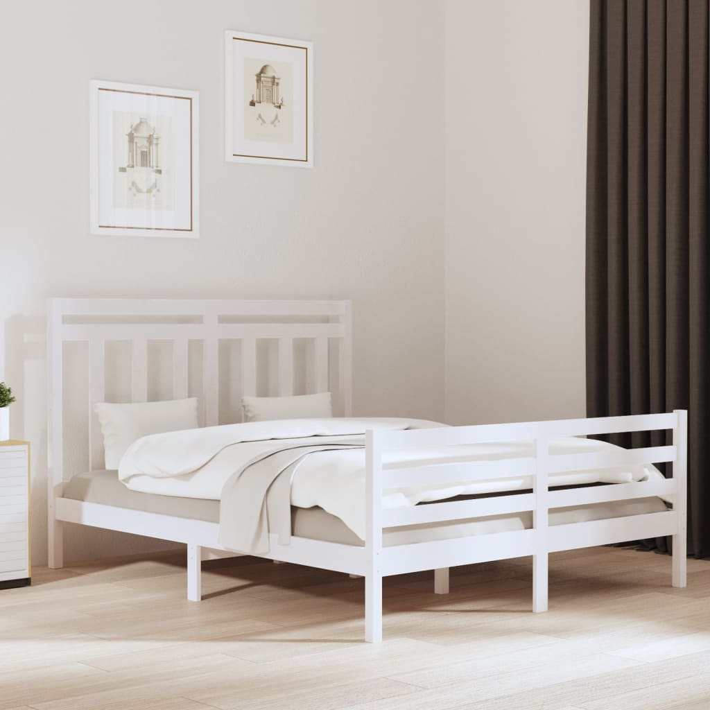Bed Frame without Mattress White 160x200 cm Solid Wood