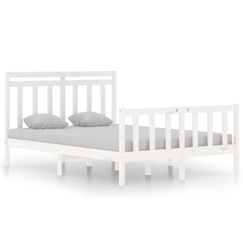 Bed Frame without Mattress White 135x190 cm Double Solid Wood