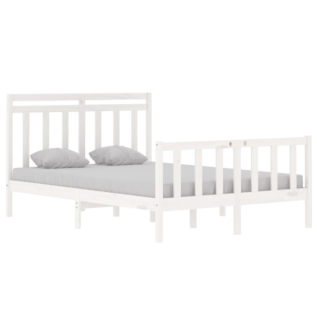 Bed Frame without Mattress White 135x190 cm Double Solid Wood
