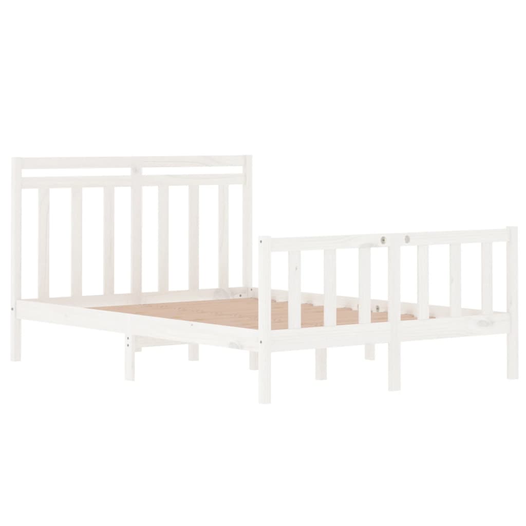 Bed Frame without Mattress White 135x190 cm Double Solid Wood