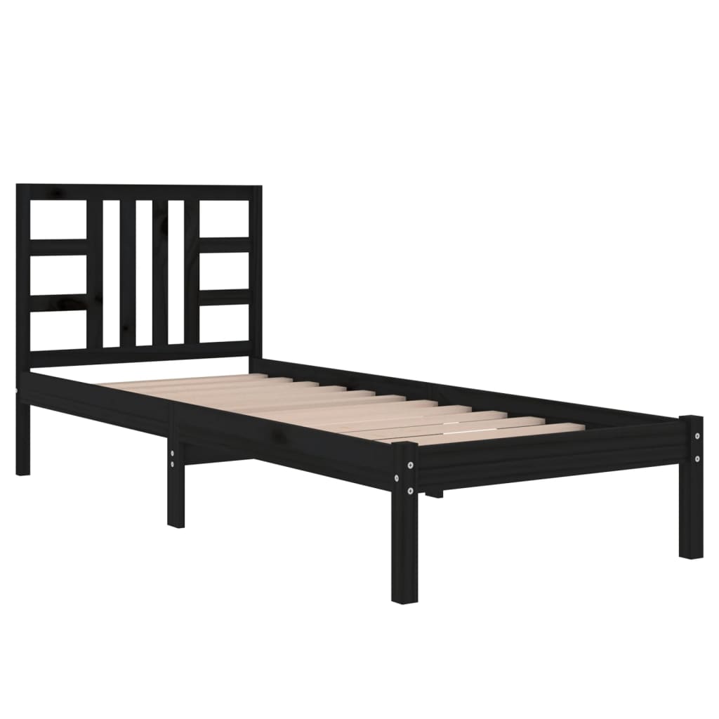 Bed Frame without Mattress Black 75x190 cm Small Single Solid Wood