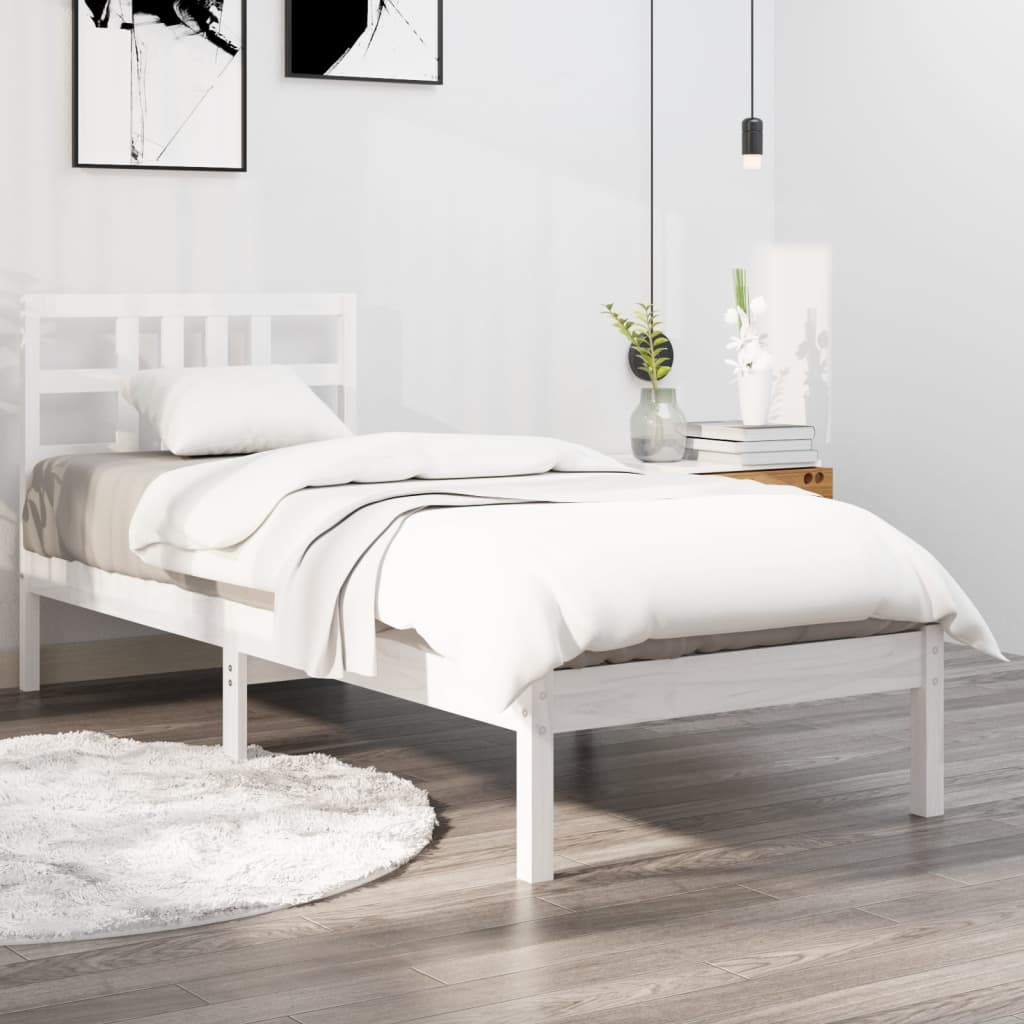 Bed Frame without Mattress White 100x200 cm Solid Wood