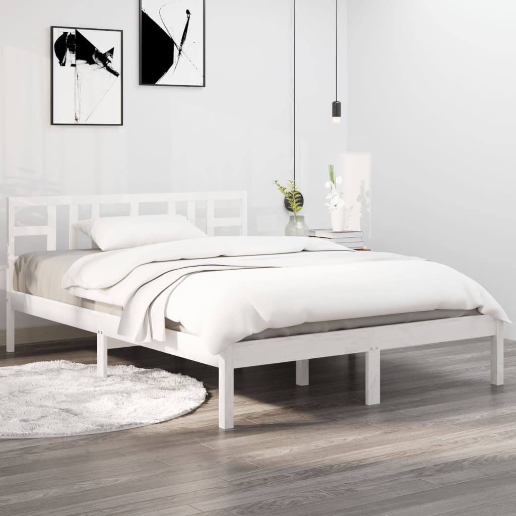 Bed Frame without Mattress White 120x200 cm Solid Wood