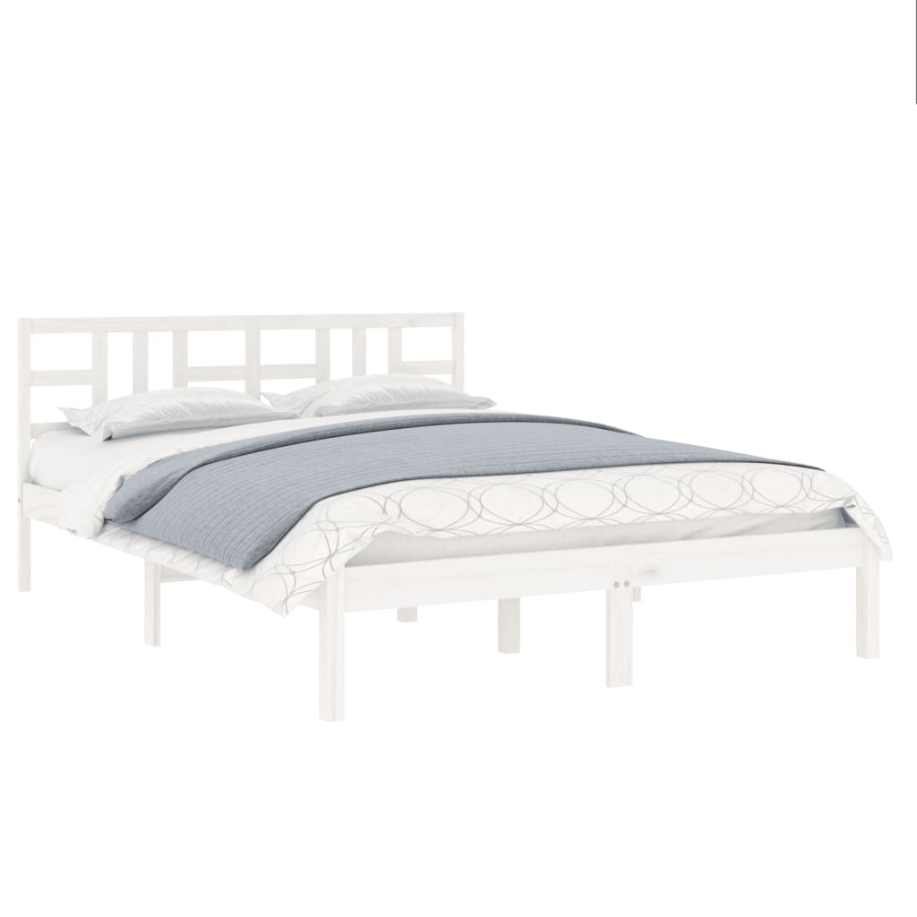 Bed Frame without Mattress White 150x200 cm King Size Solid Wood