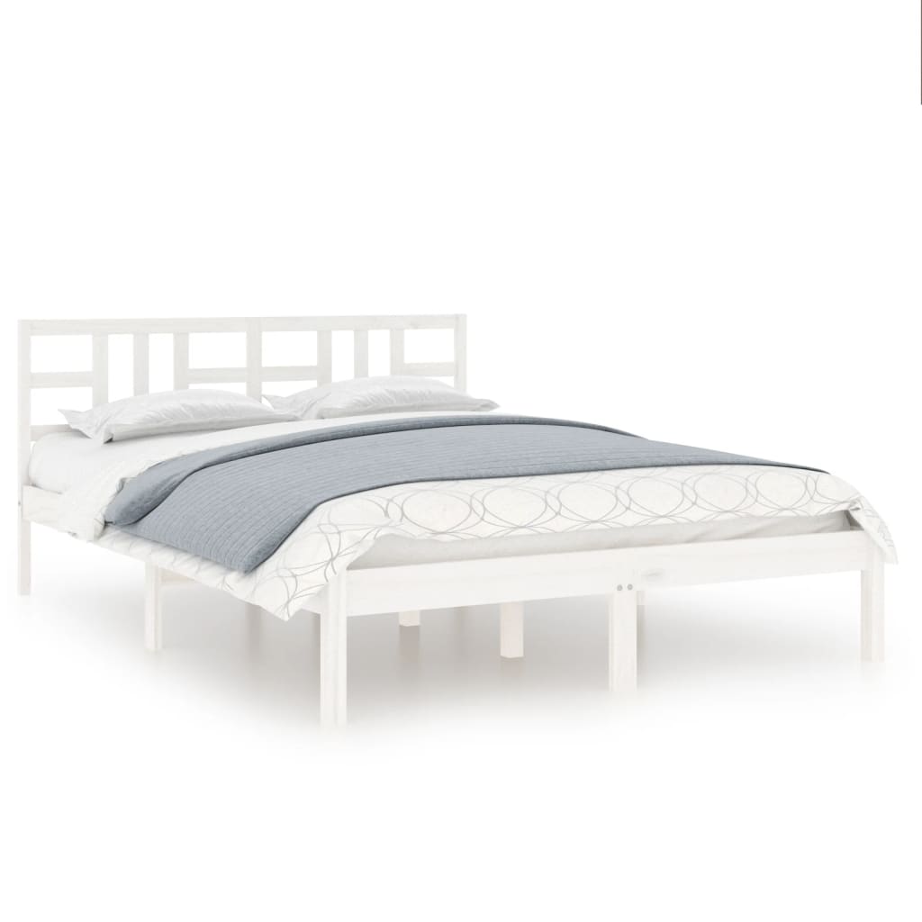 Bed Frame without Mattress White 200x200 cm Solid Wood
