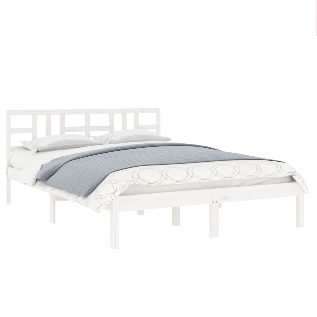 Bed Frame without Mattress White 200x200 cm Solid Wood