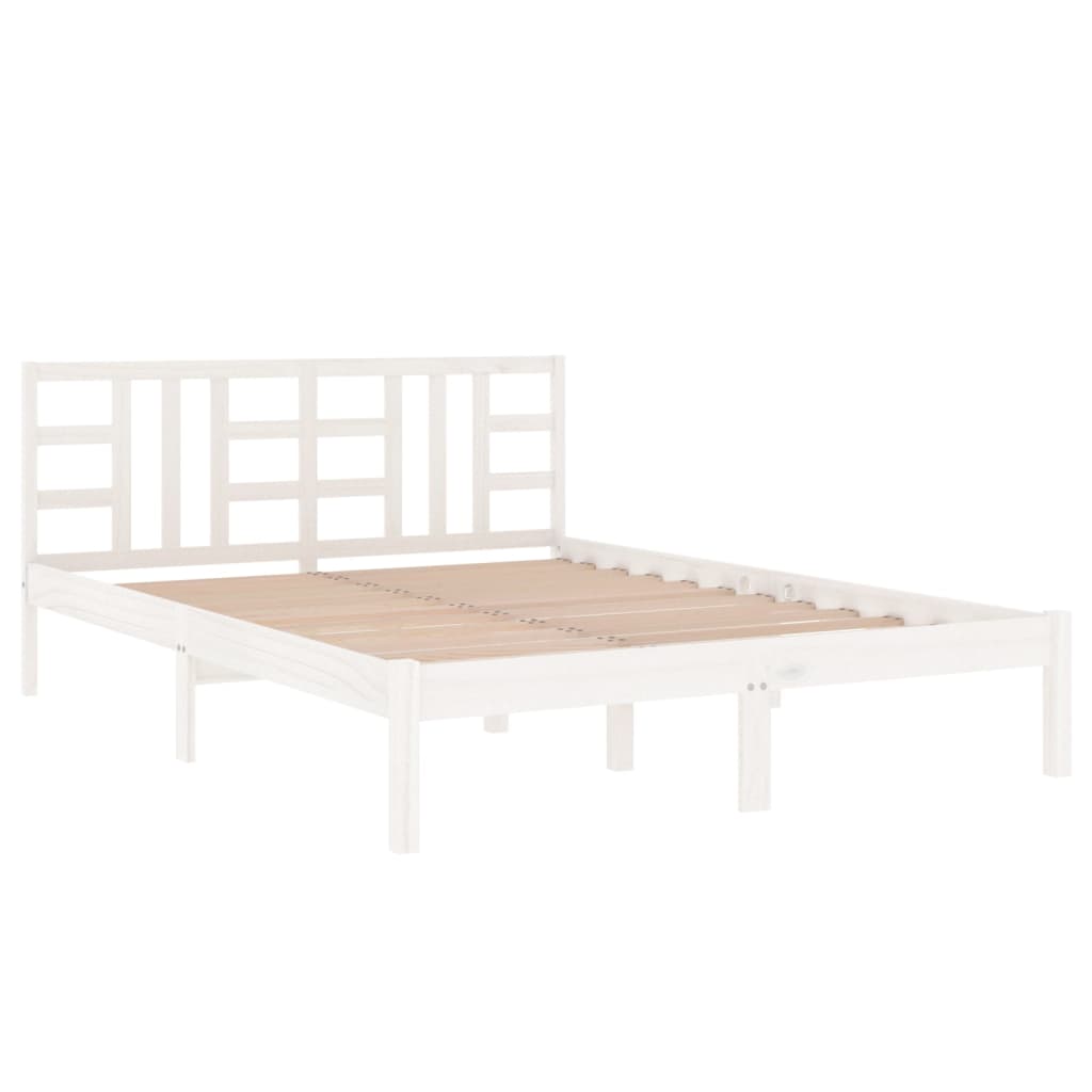Bed Frame without Mattress White 200x200 cm Solid Wood