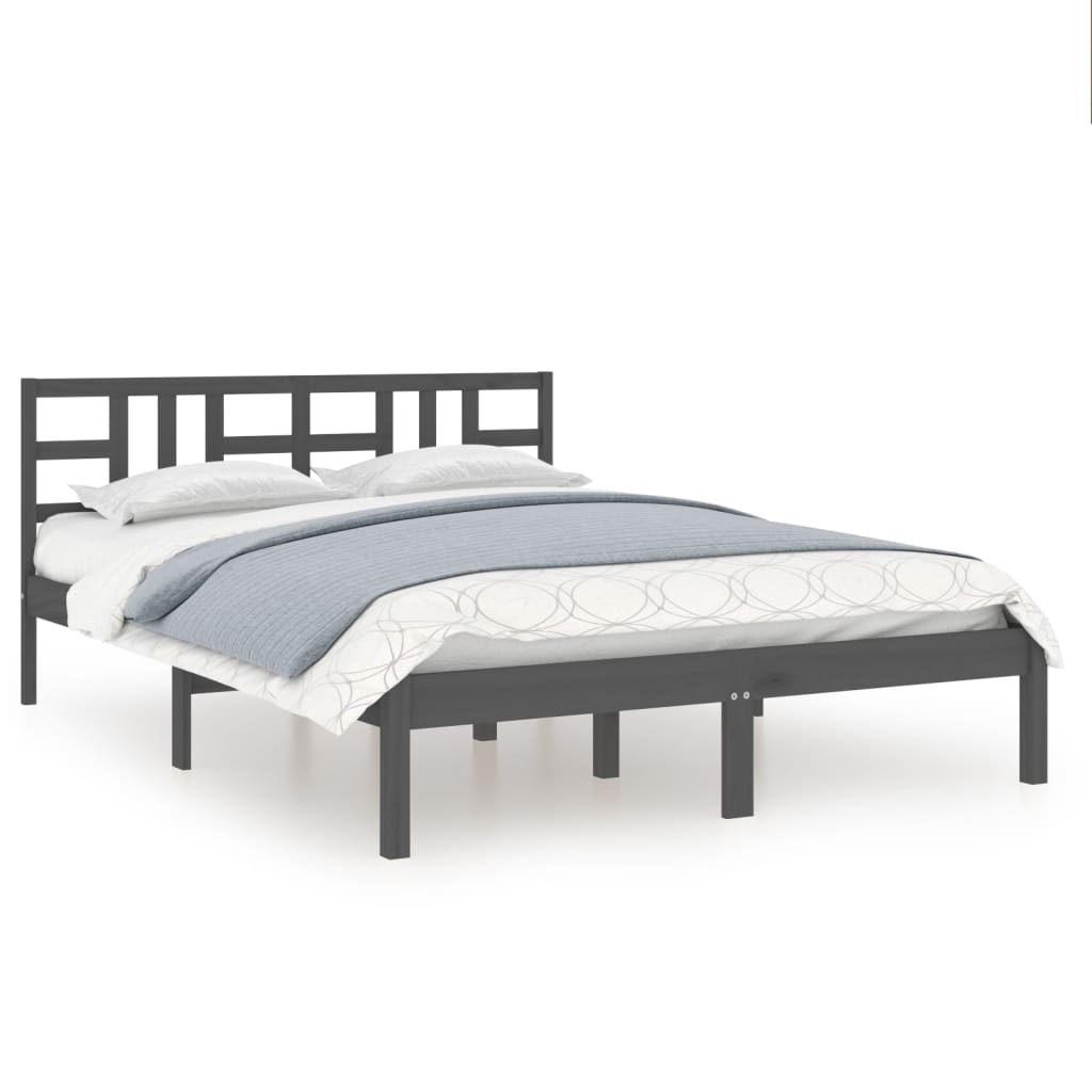 Bed Frame without Mattress Grey 200x200 cm Solid Wood