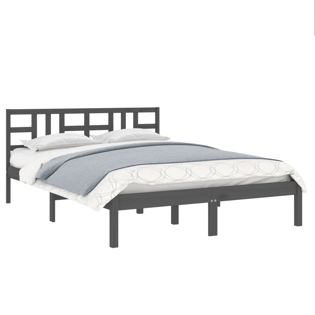 Bed Frame without Mattress Grey 200x200 cm Solid Wood
