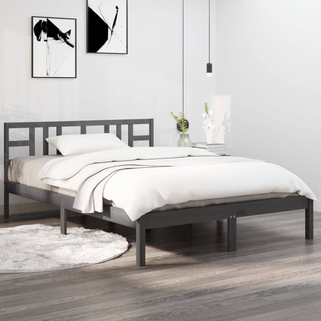 Bed Frame without Mattress Grey 200x200 cm Solid Wood