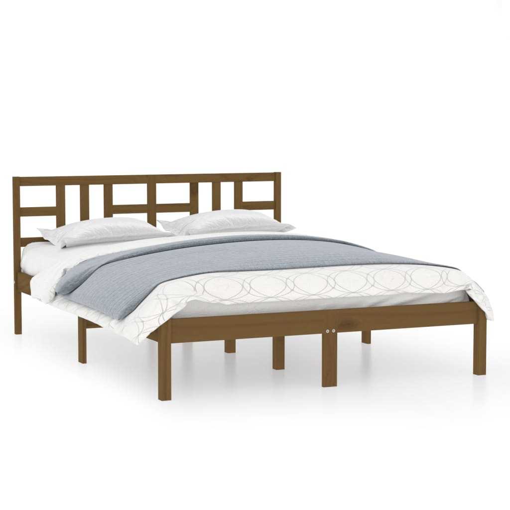 Bed Frame without Mattress Honey Brown 200x200 cm Solid Wood