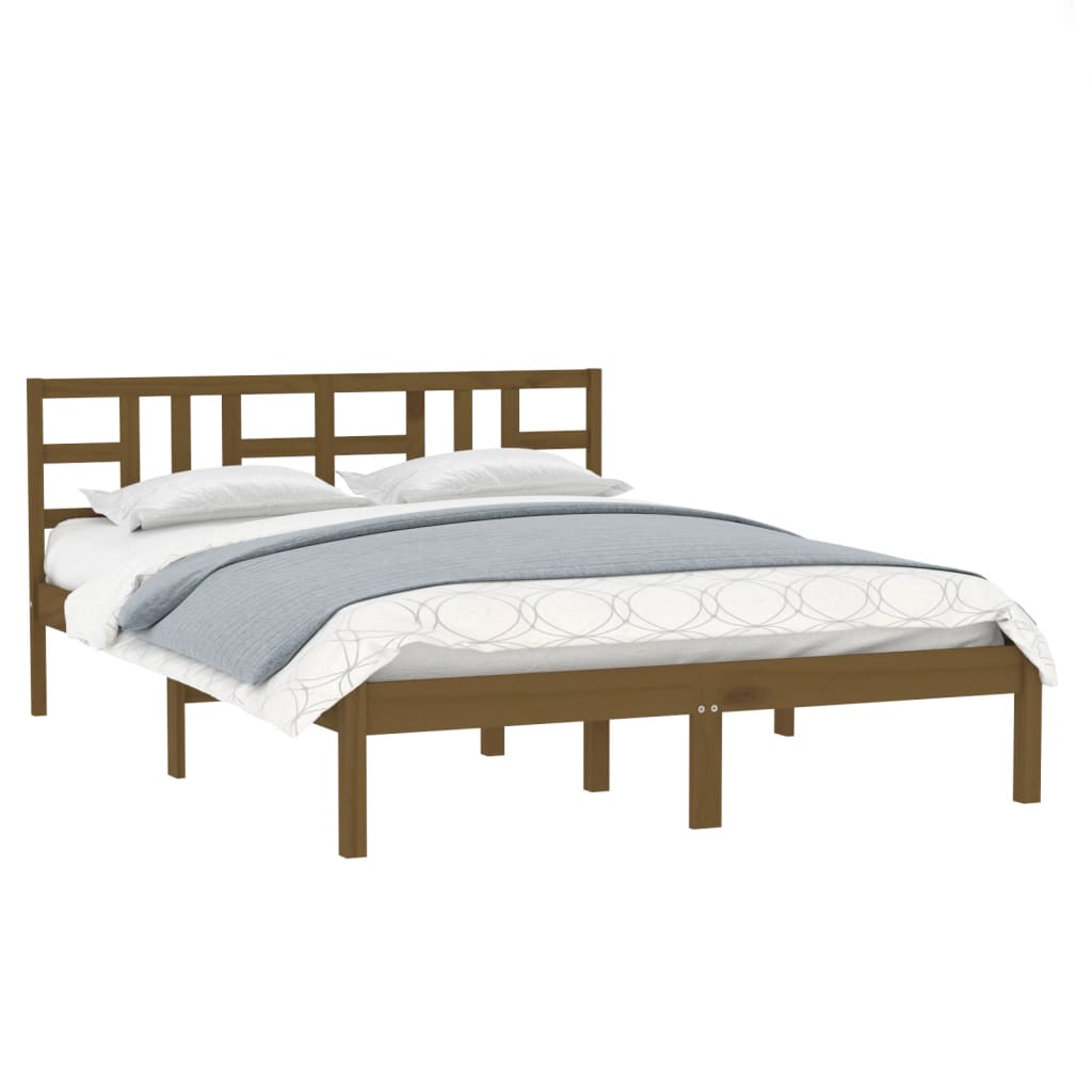 Bed Frame without Mattress Honey Brown 200x200 cm Solid Wood
