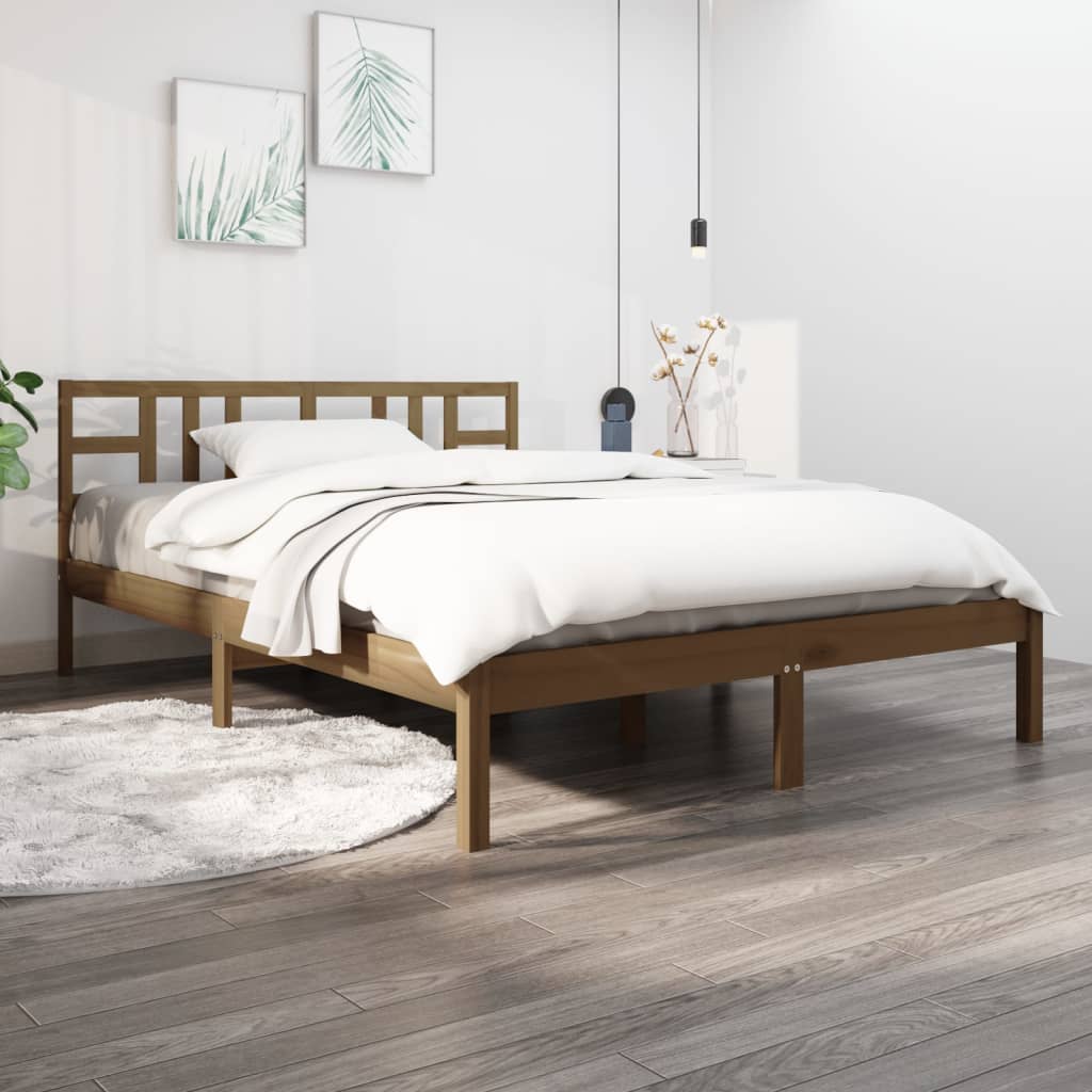 Bed Frame without Mattress Honey Brown 200x200 cm Solid Wood