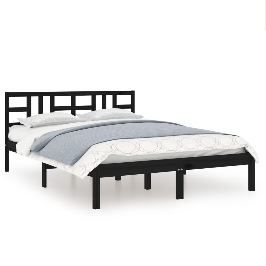 Bed Frame without Mattress Black 200x200 cm Solid Wood