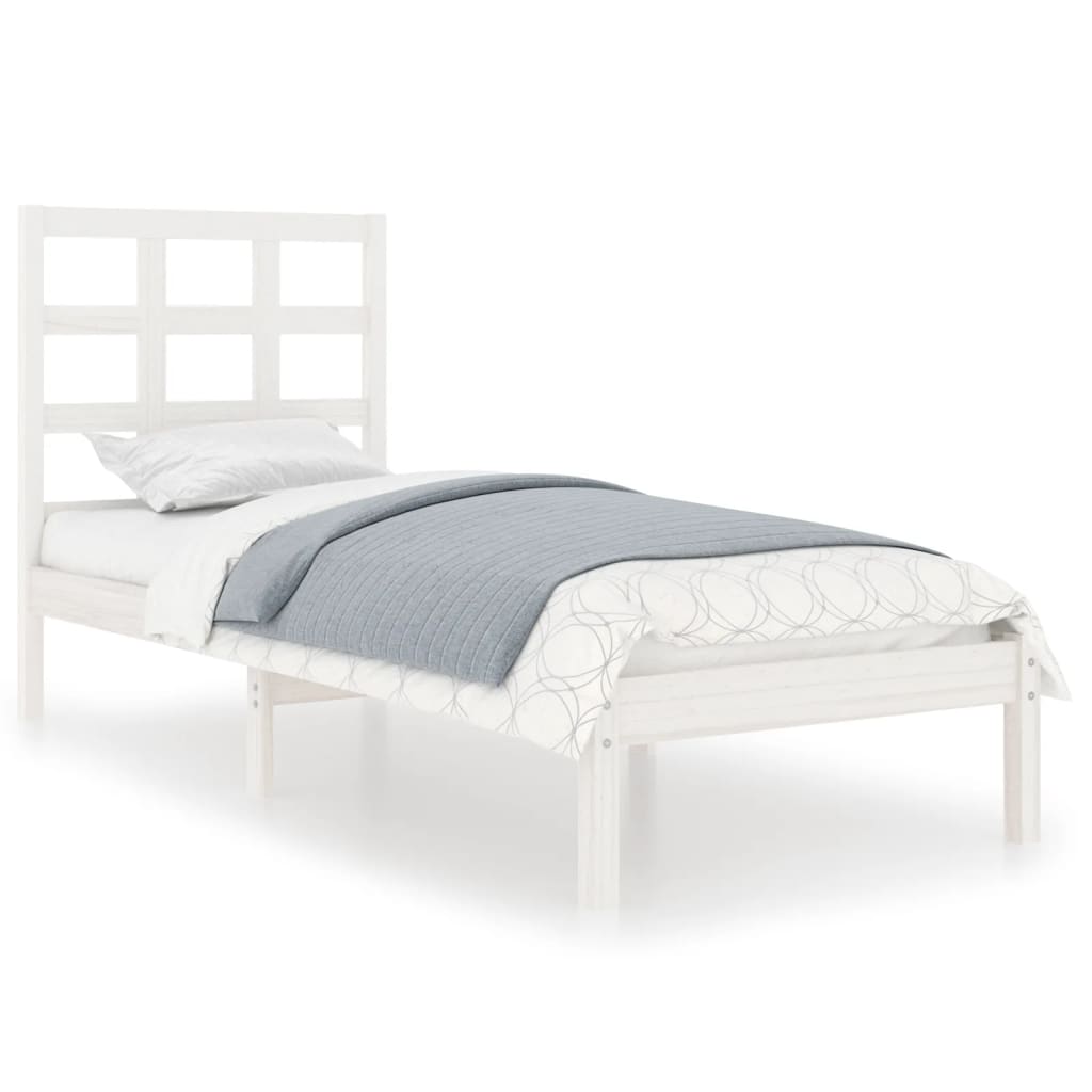 Bed Frame without Mattress White 75x190 cm Small Single Solid Wood