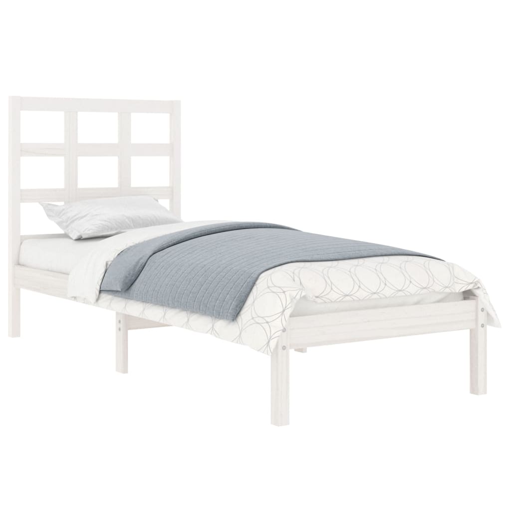 Bed Frame without Mattress White 75x190 cm Small Single Solid Wood