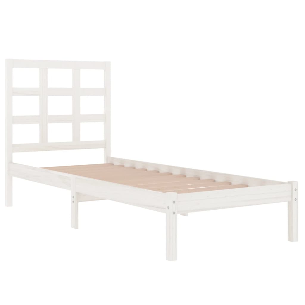 Bed Frame without Mattress White 75x190 cm Small Single Solid Wood