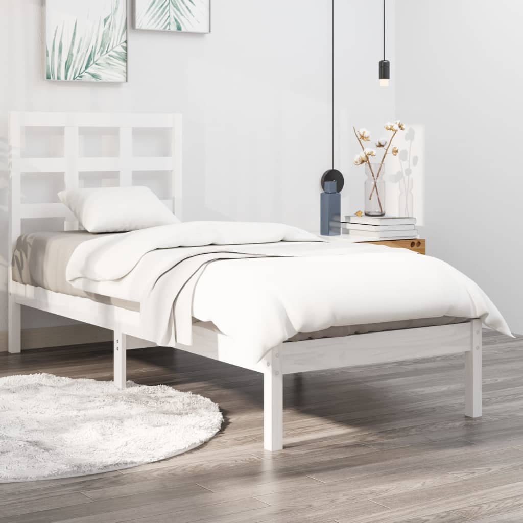 Bed Frame without Mattress White 75x190 cm Small Single Solid Wood