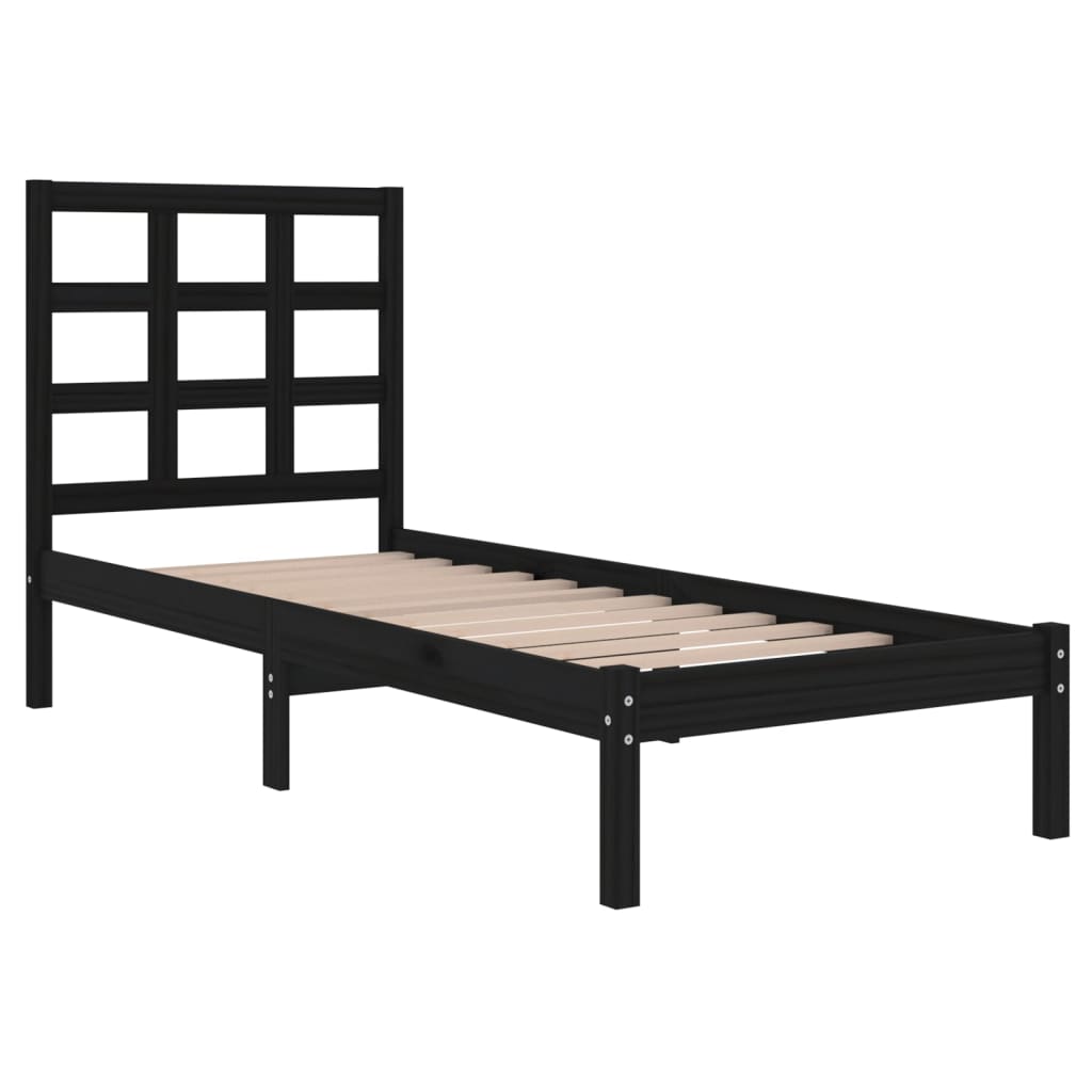 Bed Frame without Mattress Black 75x190 cm Small Single Solid Wood
