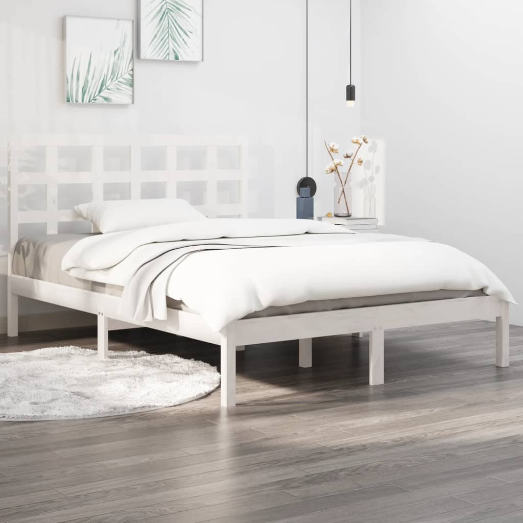 Bed Frame without Mattress White 120x190 cm Small Double Solid Wood