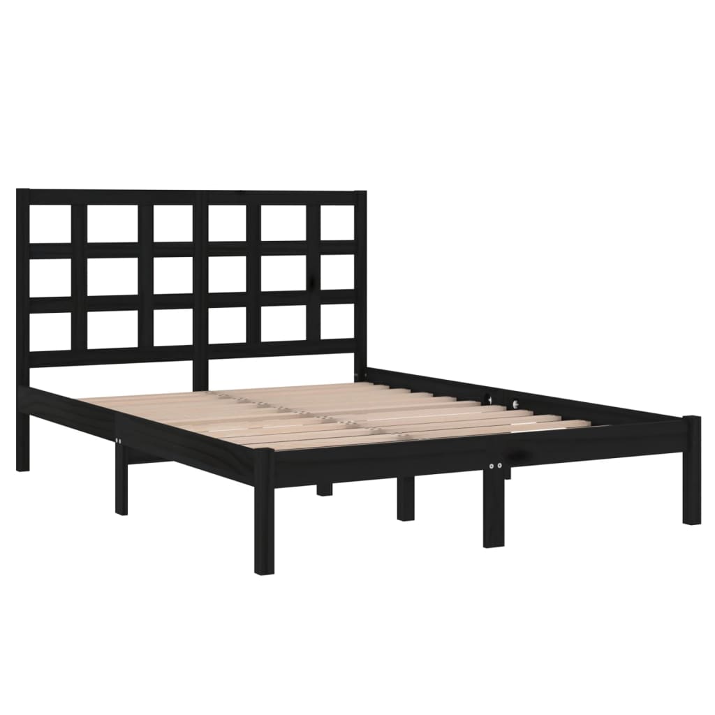 Bed Frame without Mattress Black 140x190 cm Solid Wood