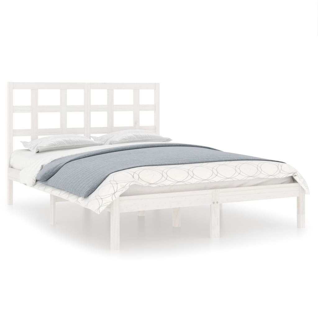 Bed Frame without Mattress White 200x200 cm Solid Wood