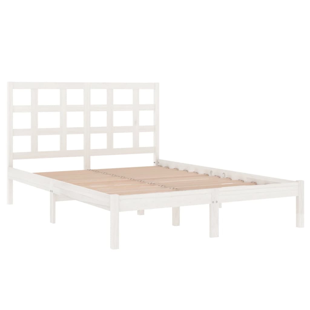 Bed Frame without Mattress White 200x200 cm Solid Wood