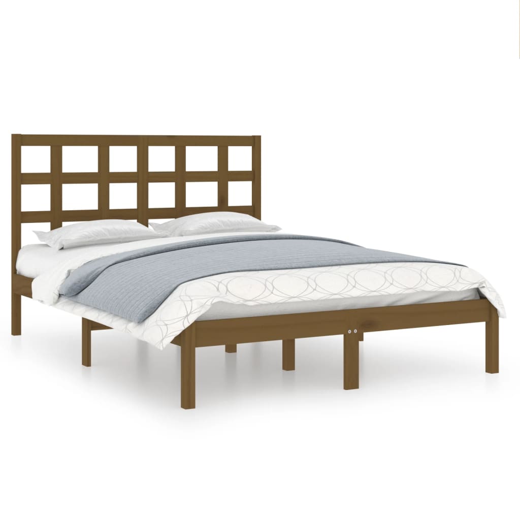 Bed Frame without Mattress Honey Brown 200x200 cm Solid Wood