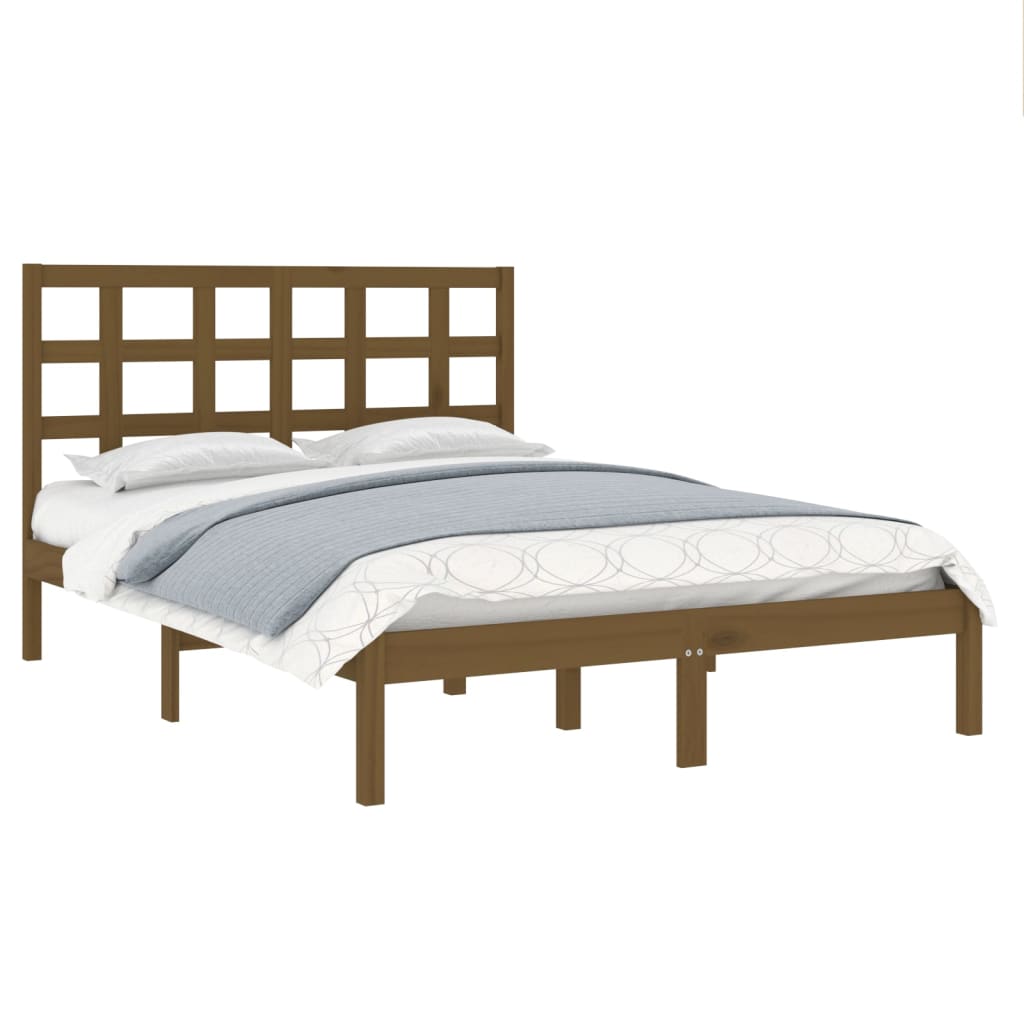 Bed Frame without Mattress Honey Brown 200x200 cm Solid Wood