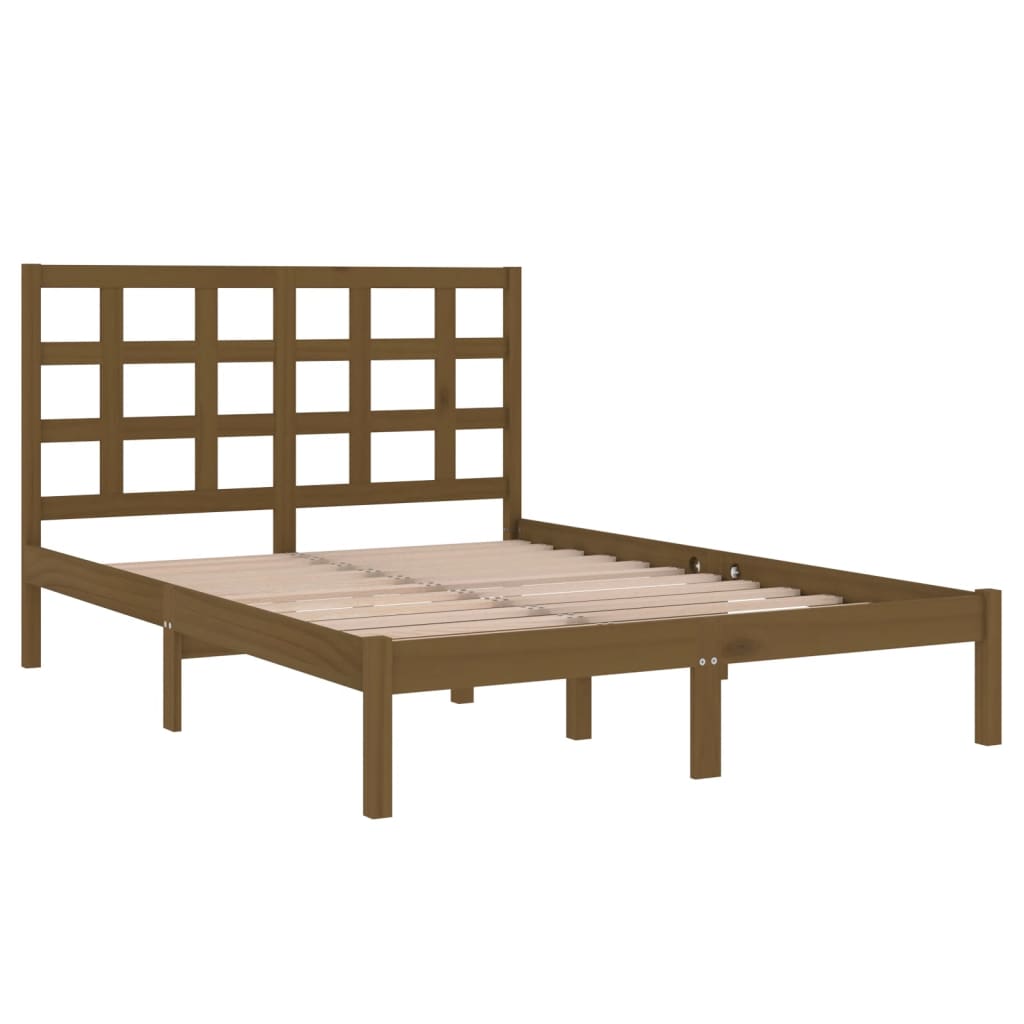 Bed Frame without Mattress Honey Brown 200x200 cm Solid Wood