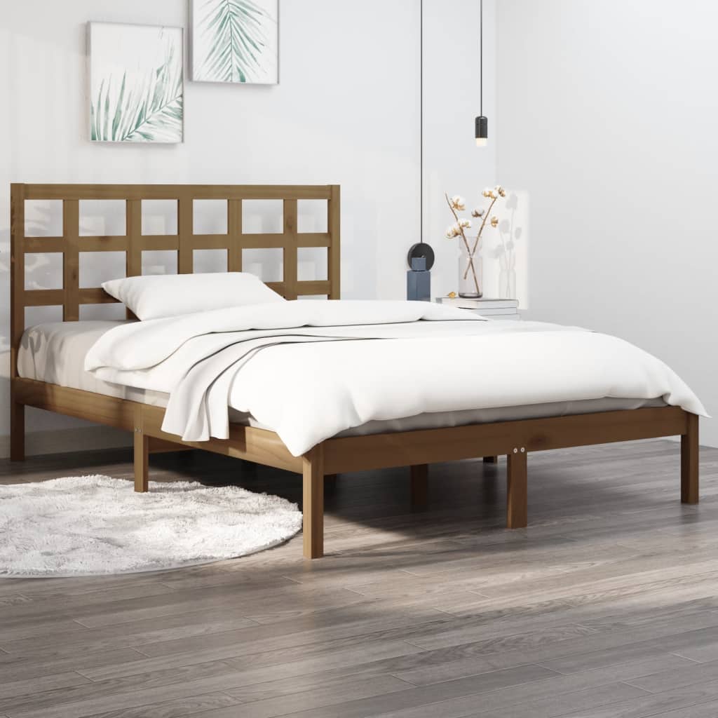 Bed Frame without Mattress Honey Brown 200x200 cm Solid Wood