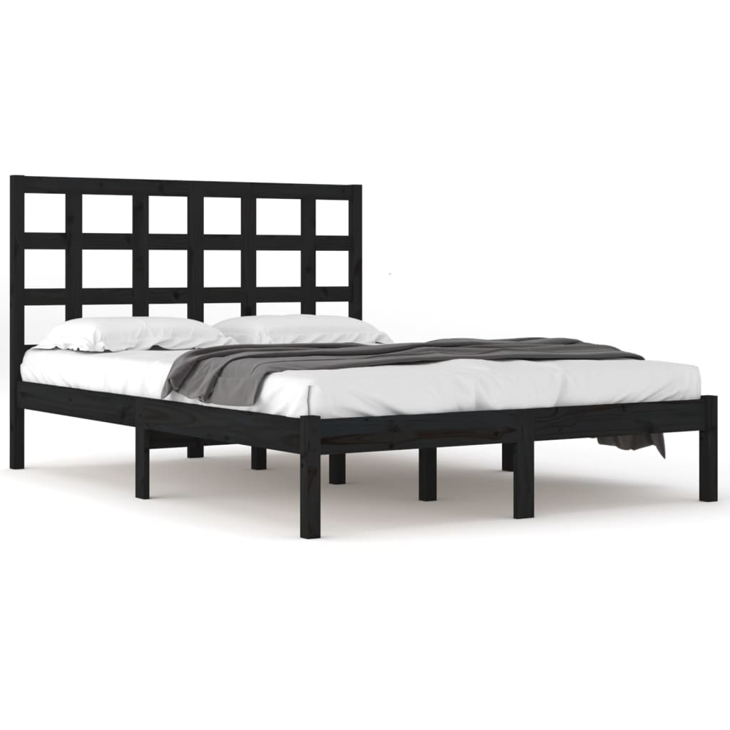 Bed Frame without Mattress Black 200x200 cm Solid Wood