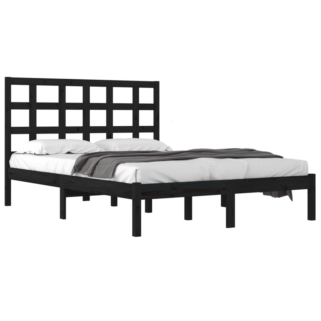 Bed Frame without Mattress Black 200x200 cm Solid Wood