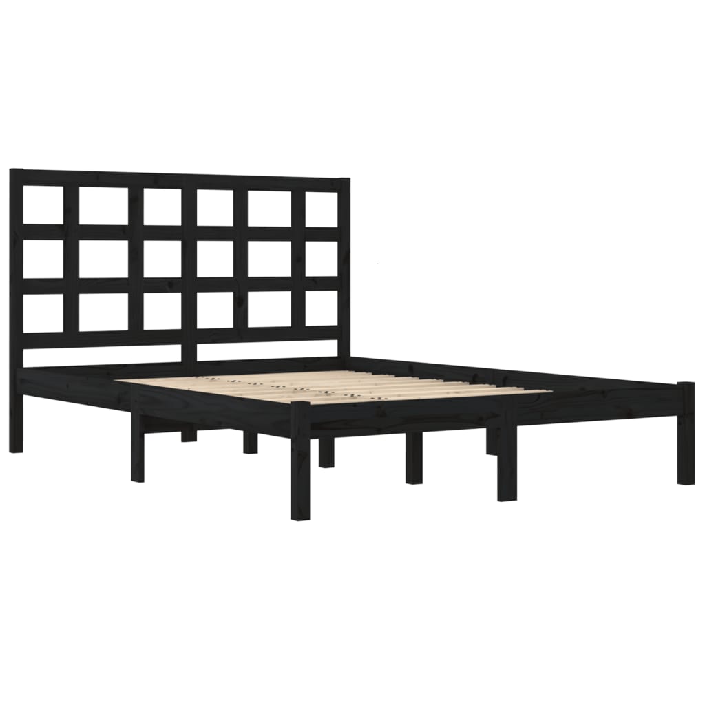 Bed Frame without Mattress Black 200x200 cm Solid Wood