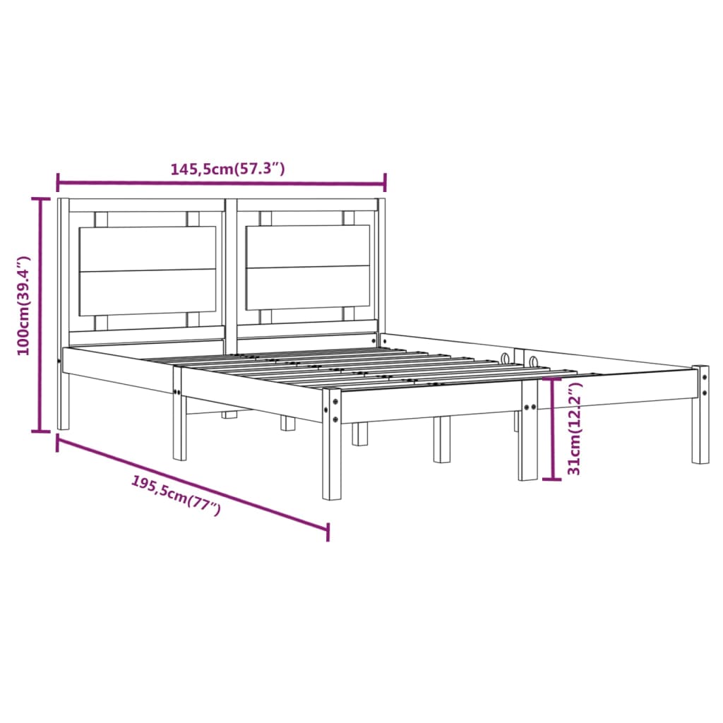 Bed Frame without Mattress 140x190 cm Solid Wood