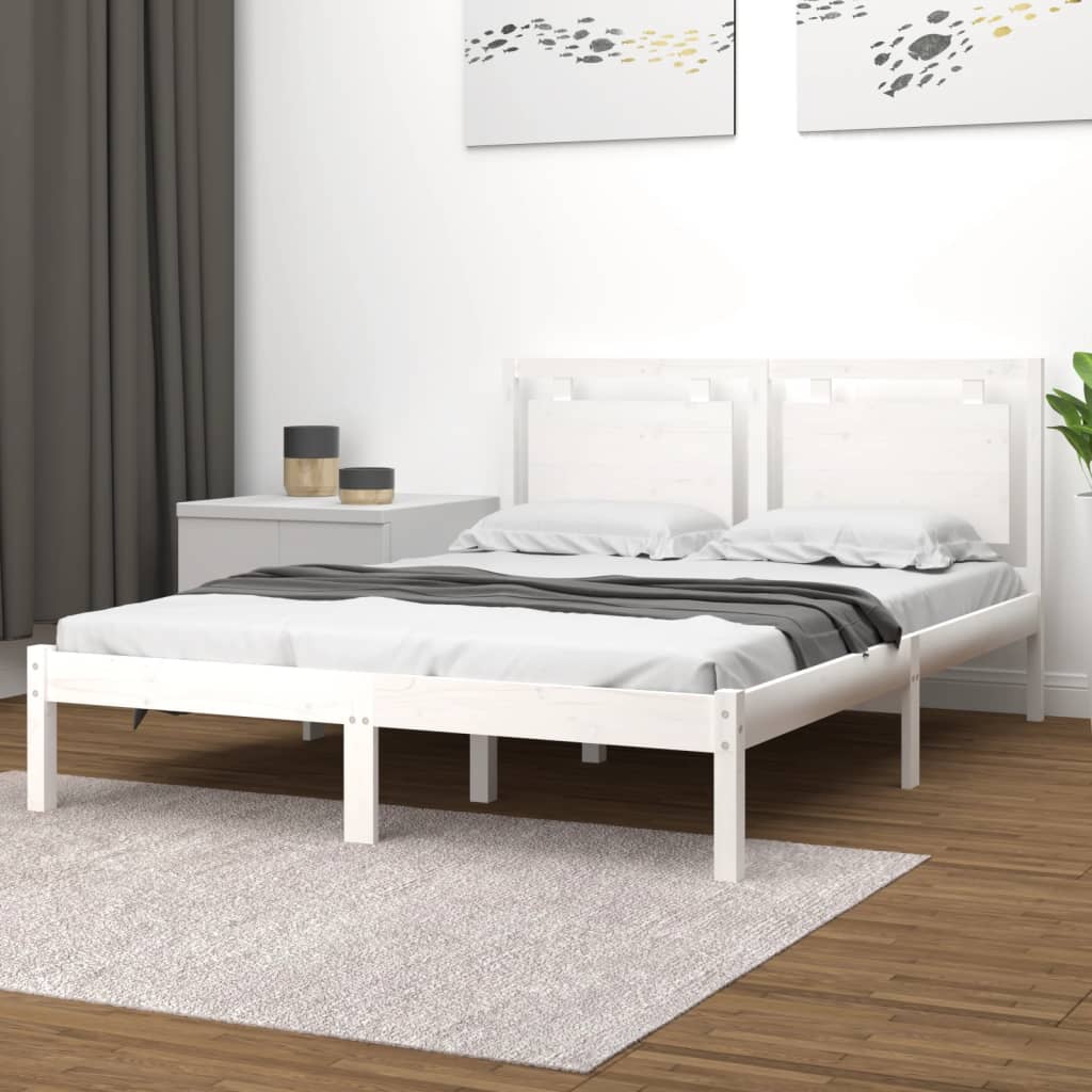 Bed Frame without Mattress White 120x200 cm Solid Wood