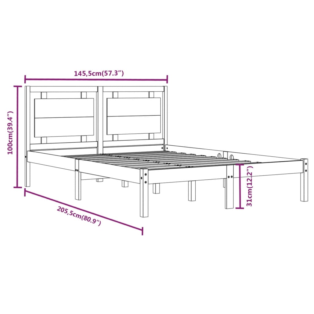 Bed Frame without Mattress White 140x200 cm Solid Wood