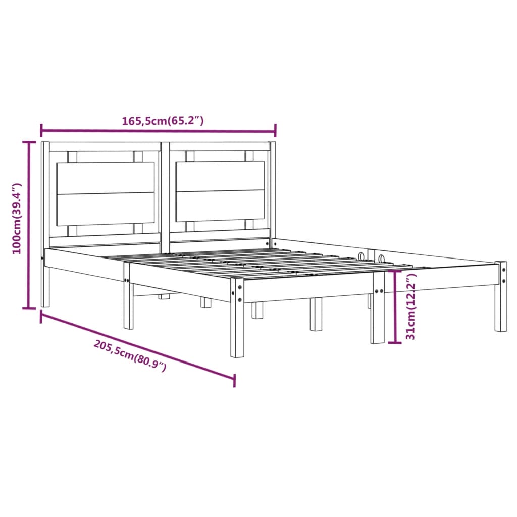 Bed Frame without Mattress White 160x200 cm Solid Wood