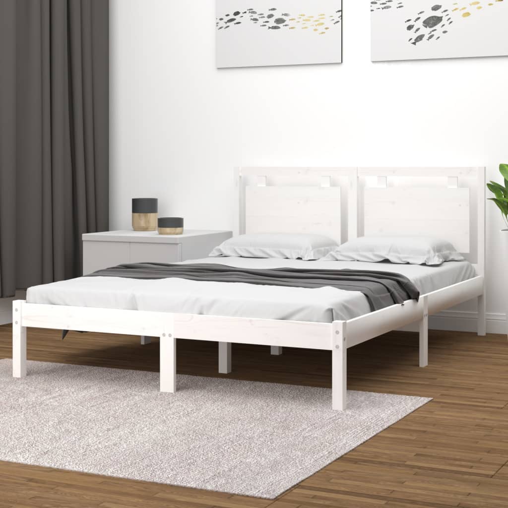 Bed Frame without Mattress White 160x200 cm Solid Wood