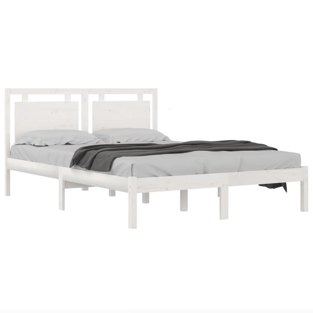 Bed Frame without Mattress White 200x200 cm Solid Wood