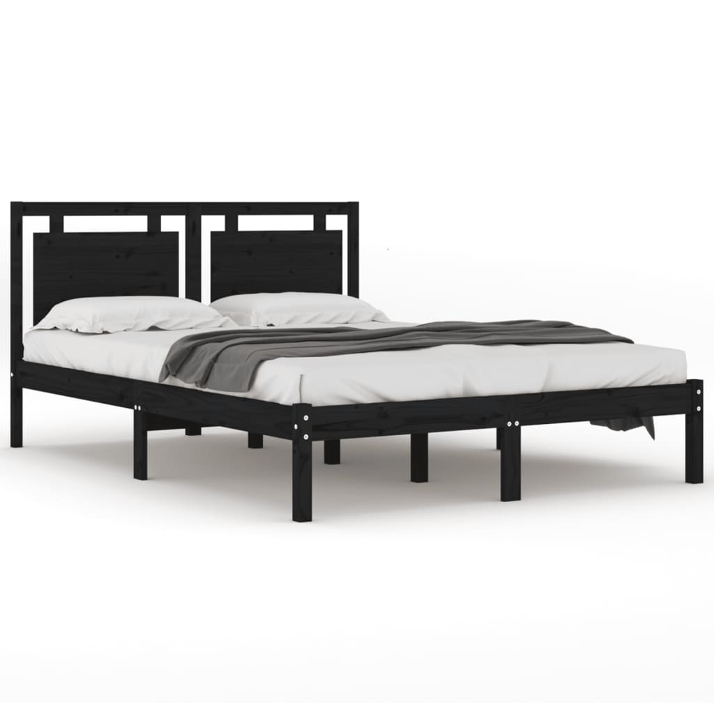 Bed Frame without Mattress Black 200x200 cm Solid Wood