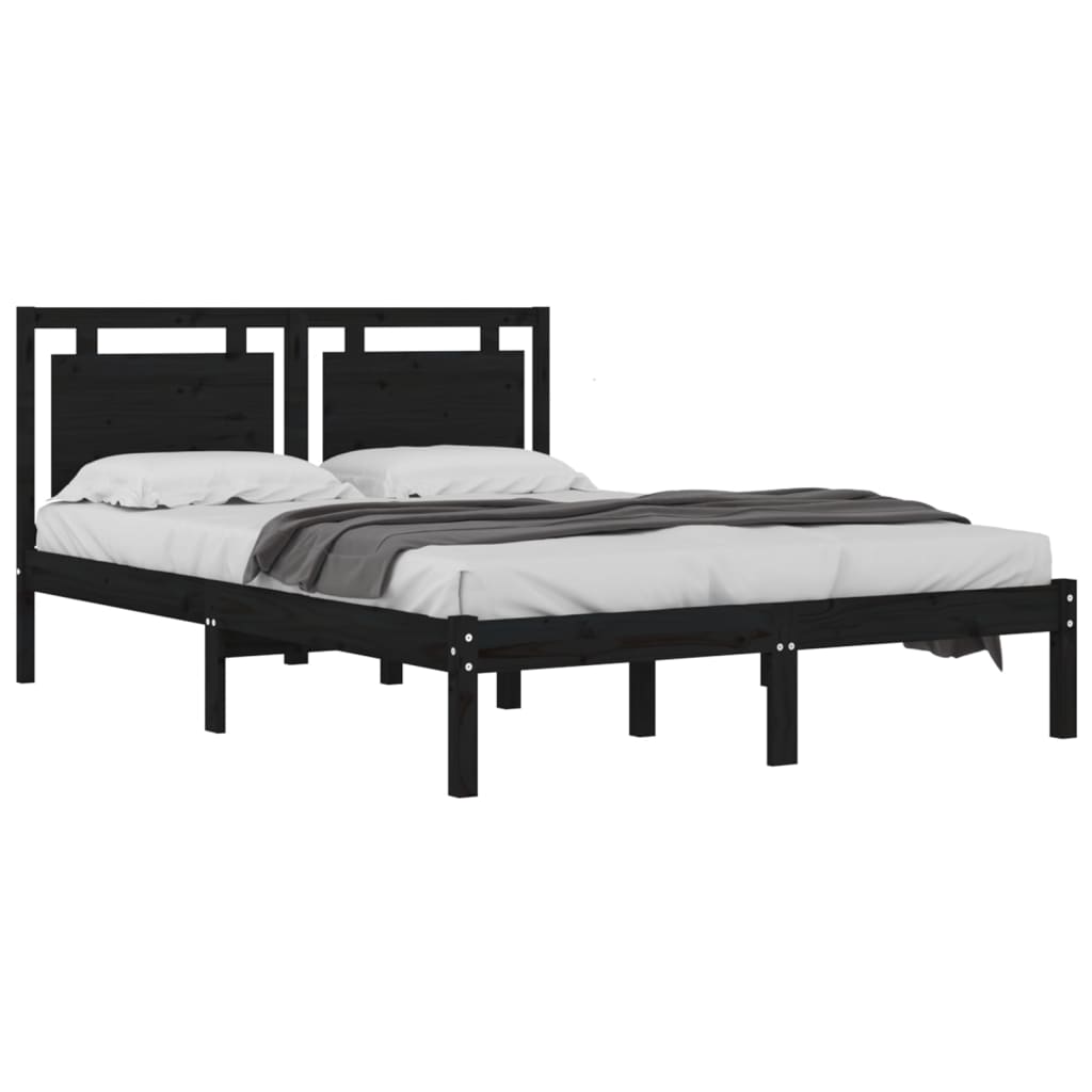 Bed Frame without Mattress Black 200x200 cm Solid Wood