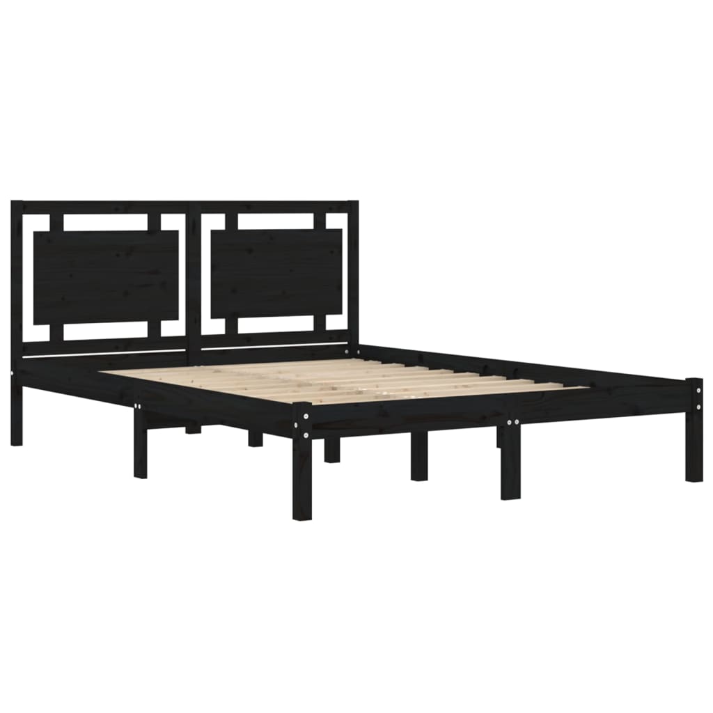 Bed Frame without Mattress Black 200x200 cm Solid Wood