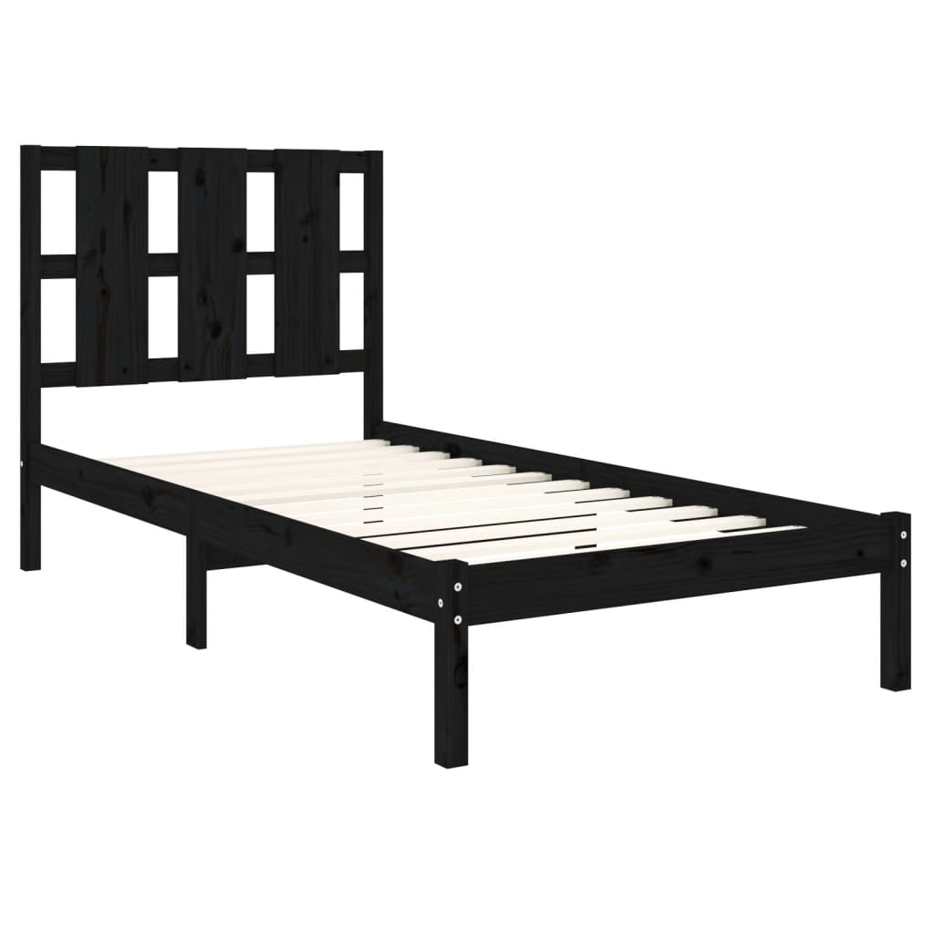 Bed Frame without Mattress Black 75x190 cm Small Single Solid Wood