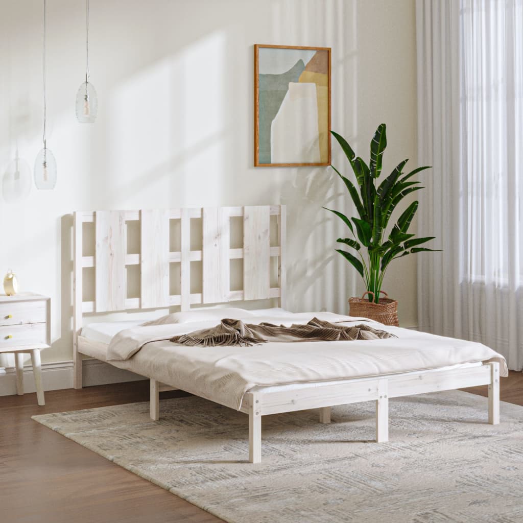 Bed Frame without Mattress White 120x190 cm Small Double Solid Wood