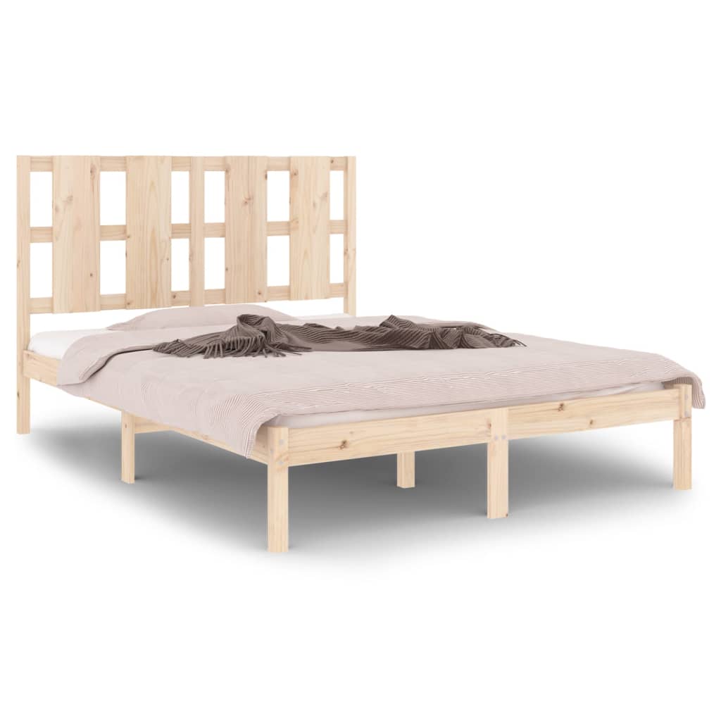 Bed Frame without Mattress 140x190 cm  Solid Wood Pine