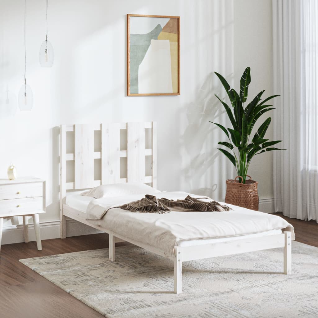 Bed Frame without Mattress White 90x200 cm  Solid Wood Pine
