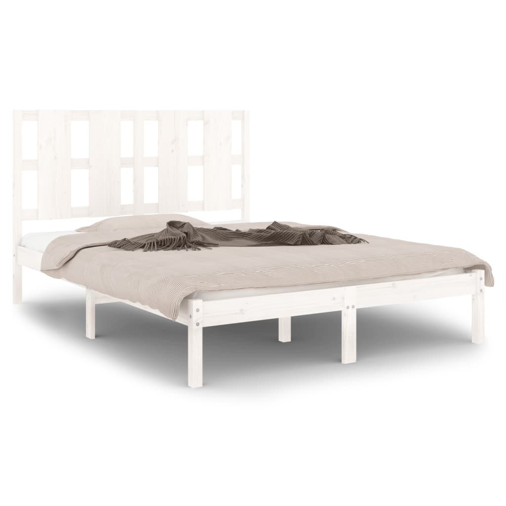 Bed Frame without Mattress White 120x200 cm  Solid Wood Pine