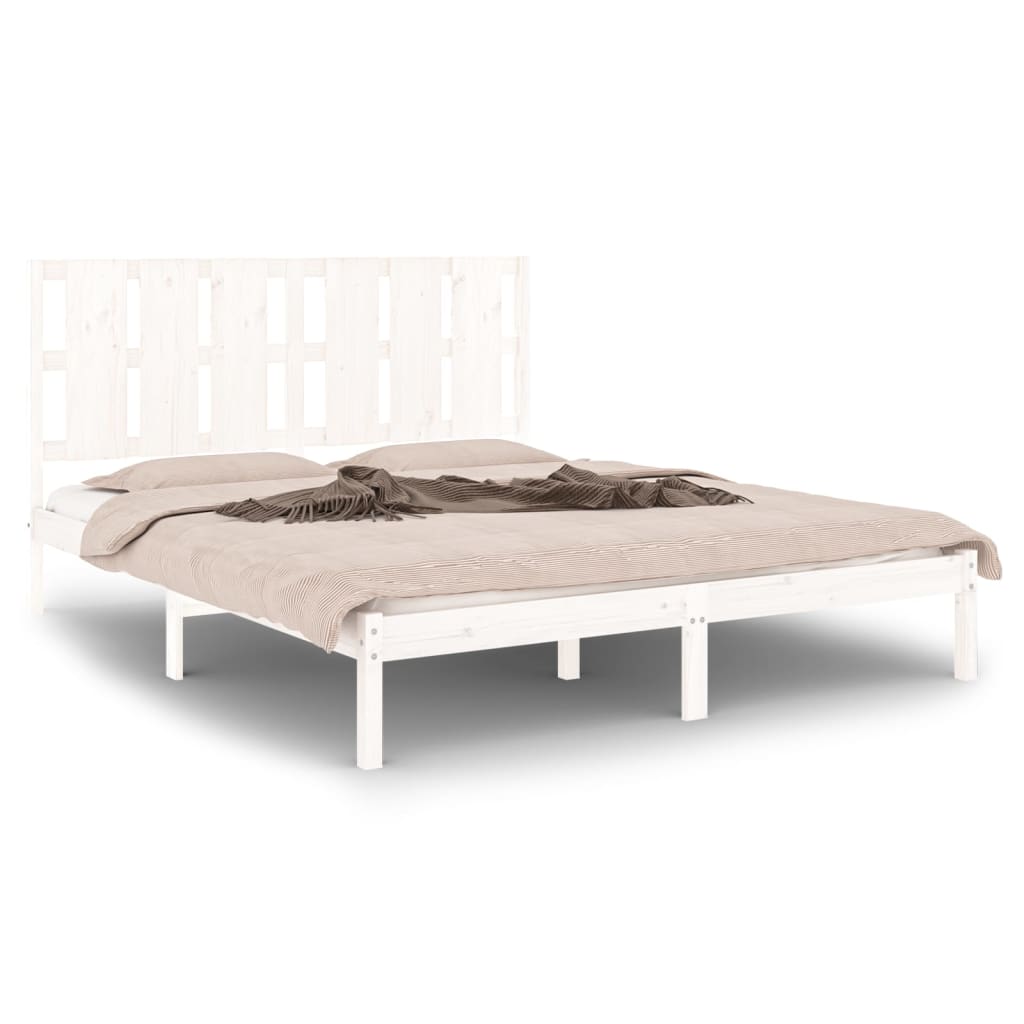 Bed Frame without Mattress White 150x200 cm King Size Solid Wood