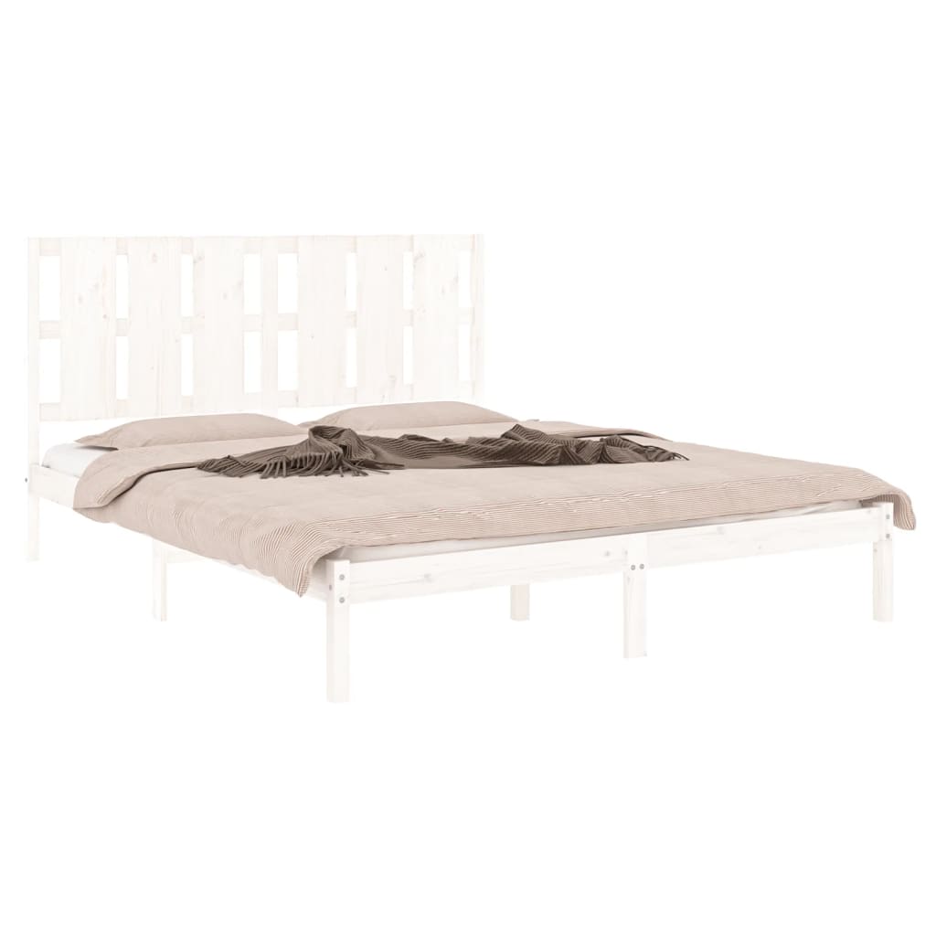 Bed Frame without Mattress White Pine 160x200 cm Solid Wood